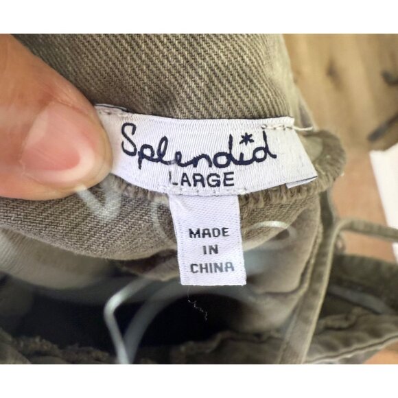 Splendid Large Sage Denim Button-Front Romper W/ Adjustable Straps & Pockets L - Picture 7 of 8